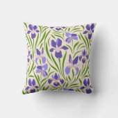 紫の虹彩と緑ののパター離れン クッション (裏面)