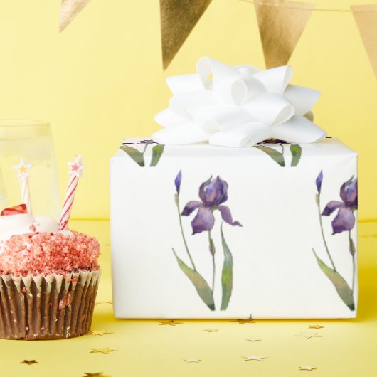 紫の虹彩オン白 ラッピングペーパー (誕生日パーティー)