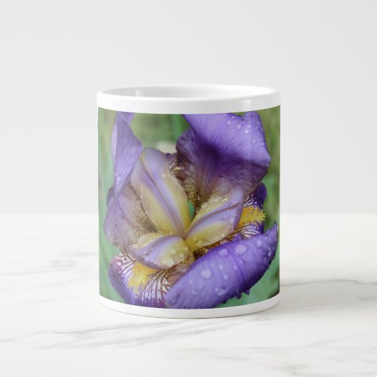 紫の虹彩(Iris Germanica) ジャンボコーヒーマグカップ (正面)