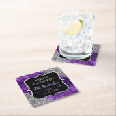 紫の虹色グリッターマーメイドレター誕生日 スクエアペーパーコースター (インサイチュ)