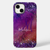 紫の虹色ブラシ付き金属グリッターモノグラムn Case-Mate iPhoneケース (裏面)