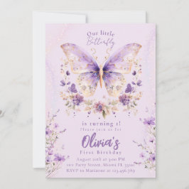 紫の蝶が一歳の誕生日を迎える 招待状