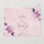 紫の蝶とハートフラワーガール 案内ポストカード (正面)