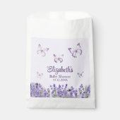 紫の蝶とラベンダー赤ちゃんシャワー フェイバーバッグ (正面)