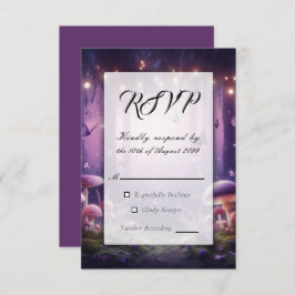 紫の蝶と星空結婚の 出欠カード