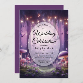 紫の蝶と星空結婚の 招待状