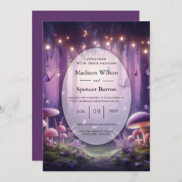 紫の蝶と星空結婚の 招待状