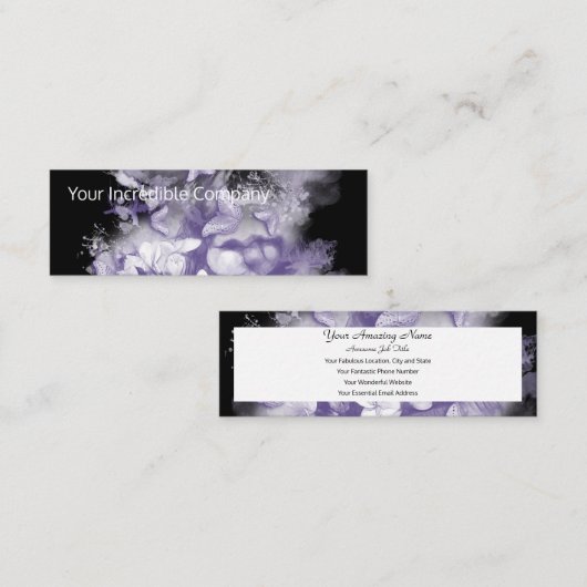 紫の蝶と花の黒 スキニー名刺 (正面/裏面)