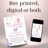 紫の蝶に会うように魅了されたブライダルシャワー 招待状