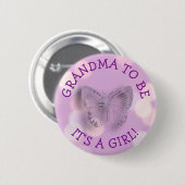 紫の蝶のおばあちゃん赤ちゃんシャワー 缶バッジ (正面&裏面)