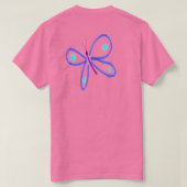 紫の蝶のウェアラブルアート Tシャツ (デザイン裏面)