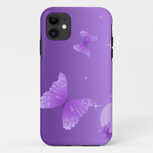 紫の蝶のクリスマスプレゼント Case-Mate iPhoneケース (裏面)