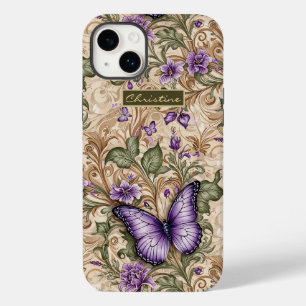 紫の蝶のトープとセージのハーブ Case-Mate iPhone 14 PLUSケース