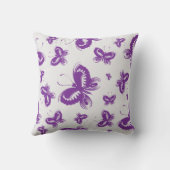 紫の蝶のパターン クッション (裏面)
