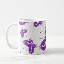 紫の蝶のパターン コーヒーマグカップ