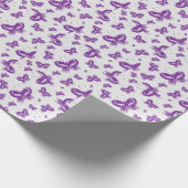 紫の蝶のパターン ラッピングペーパー (角)
