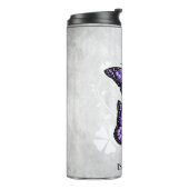 紫の蝶のフローラ パーソナライズされた タンブラー (回転左)