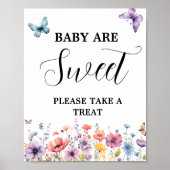 紫の蝶のベビーは甘い赤ちゃんシャワーの好意 ポスター (正面)