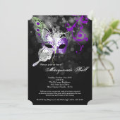 紫の蝶の仮面着ハロウィーン 招待状 (スタンド正面)