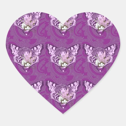 紫の蝶の天使 ハートシール (正面)