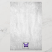 紫の蝶の文パーソナライズされた具 便箋 (裏面)