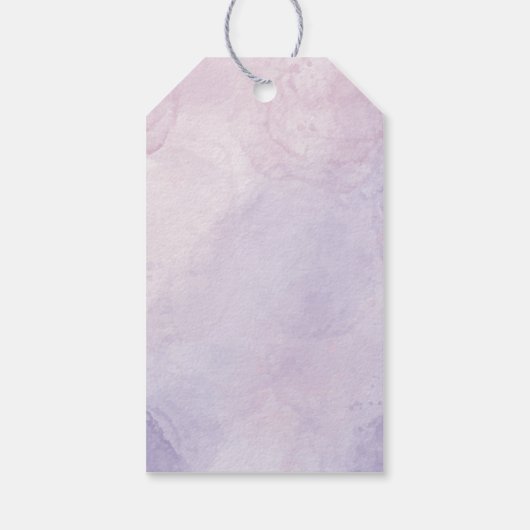 紫の蝶の水色ワイルドフラワーありがとう ギフトタグ (裏面)