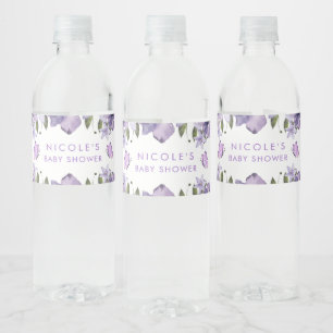 紫の蝶の水色ワイルドフラワー ペットボトルラベル