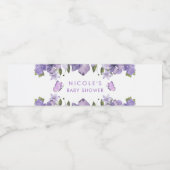 紫の蝶の水色ワイルドフラワー ペットボトルラベル (シングルラベル)