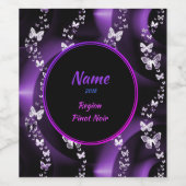 紫の蝶の渦巻き ワインラベル (シングルラベル)