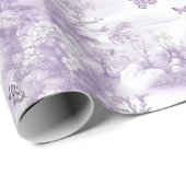 紫の蝶の紫の背景の結婚式 ラッピングペーパー (ロールコーナー)