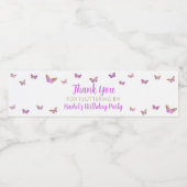 紫の蝶の誕生日パーティーのお願い ペットボトルラベル (シングルラベル)