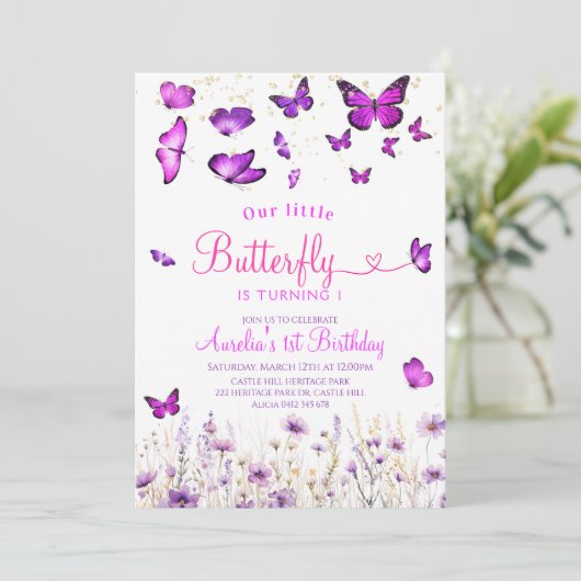 紫の蝶の誕生日 招待状 (スタンド正面)