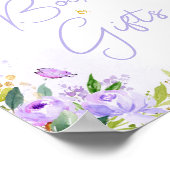 紫の蝶の赤ちゃんシャワー本と贈り物 ポスター (角)