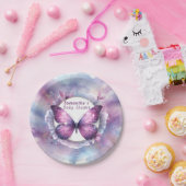 紫の蝶の赤ちゃんシャワー ペーパープレート (パーティー)