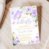 紫の蝶の赤ちゃんシャワー 招待状