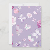 紫の蝶の赤ちゃんシャワー 招待状 (裏面)