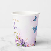 紫の蝶の赤ちゃんシャワー 紙コップ (裏面)