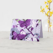 紫の蝶グリーティングカード カード (黄色い花)