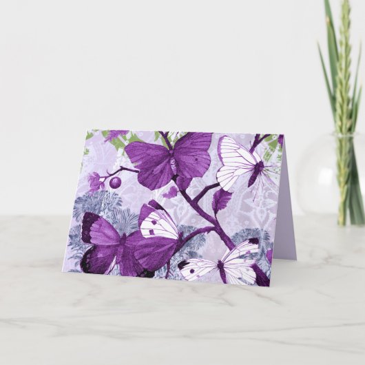 紫の蝶グリーティングカード カード (正面)