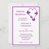 紫の蝶ハート結婚披露宴 招待状 (正面)