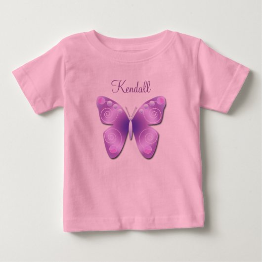 紫の蝶パーソナライズされた類 ベビーTシャツ (正面)