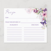 紫の蝶ブライダルシャワーレシピカード (正面)