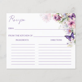 紫の蝶ブライダルシャワーレシピカード