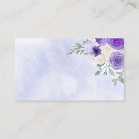 紫の蝶ベビーシャワーおむつラッフル エンクロージャーカード (裏面)