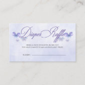 紫の蝶ベビーシャワーおむつラッフル エンクロージャーカード (正面)