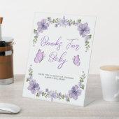 紫の蝶ワイルドフラワーベビーシャワー 台座サイン (インサイチュ)