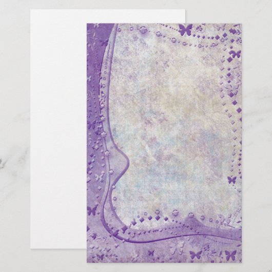 紫の蝶縁ど 便箋 (正面/裏面)