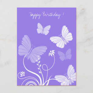 紫の蝶誕生日葉書 ポストカード