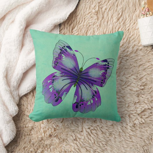 紫の蝶 クッション (ブランケット)