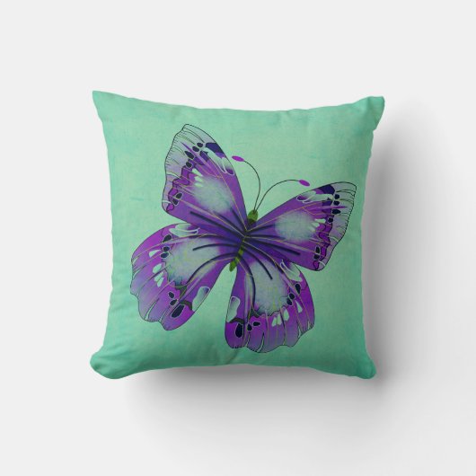 紫の蝶 クッション (正面)